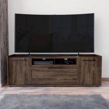 Tv Stand For Tv S Up 55" Dext, One Cabinet, Double Door, Dark Walnut Finish Walnut 50 59 Inches Particle Board