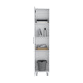 Storage Cabinet Molekeede, Four Shelves, White Finish White Particle Board