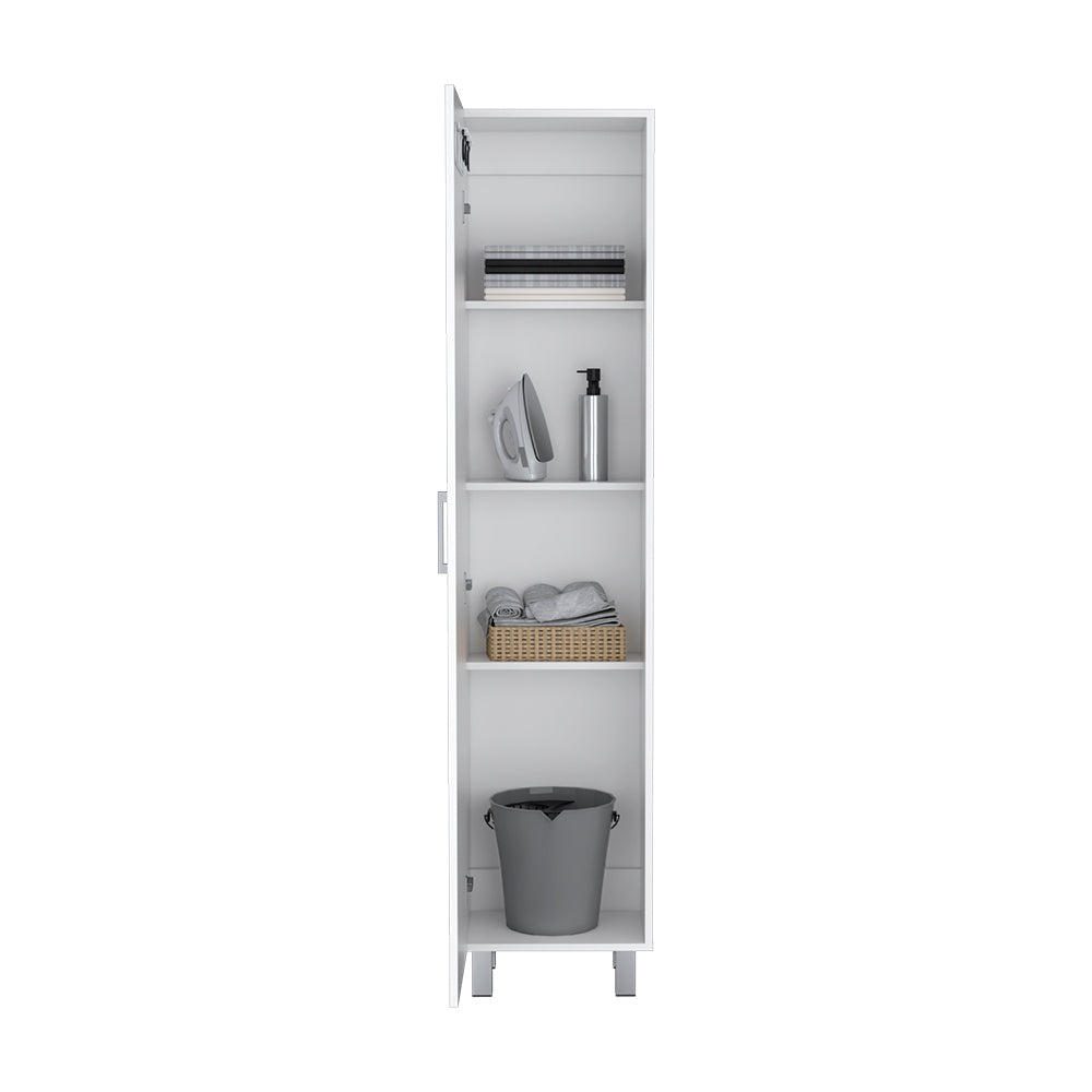 Storage Cabinet Molekeede, Four Shelves, White Finish White Particle Board