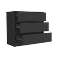 Dresser Maldus, Three Drawers, Black Wengue Finish Black Particle Board