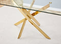 Tempered Clear Glass Golden Leg Dinning Table 63