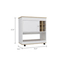 Bar Cart Aloha, Lower Panel, Six Bottle Cubbies, One Cabinet, Light Oak White Finish Light Oak Particle Board