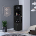 Bar Cabinet Papprika, 8 Wine Cubbies, Double Door, Black Wengue Finish Black Particle Board