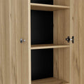 Storage Cabinet Pipestone, Five Shelves, Light Oak Black Wengue Finish Light Oak Particle Board