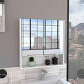 Medicine Cabinet With Mirror Lexington,Three Internal Shelves, White Finish White Particle Board