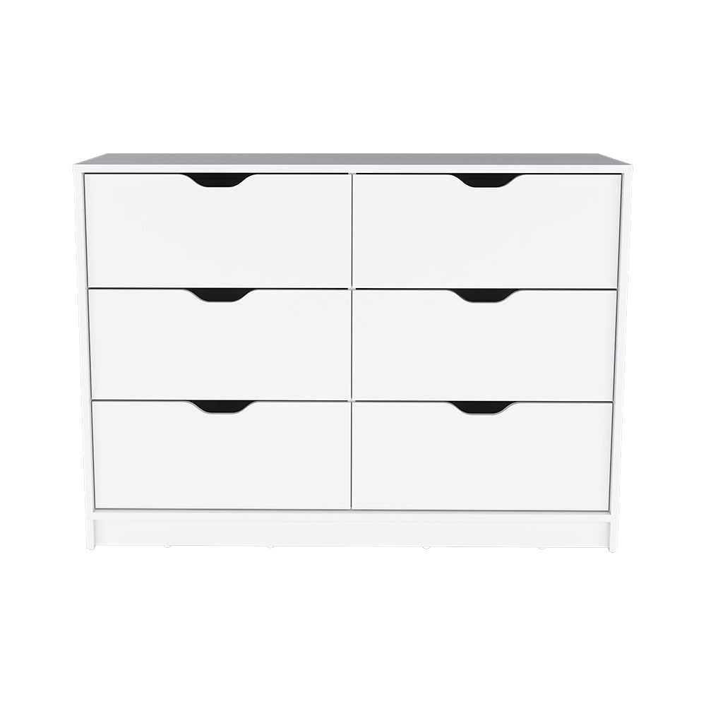 Dresser Curio, Four Drawes, White Finish White Particle Board