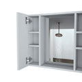 Medicine Cabinet Hops, Double Door, Mirror, One External Shelf, White Finish White Particle Board