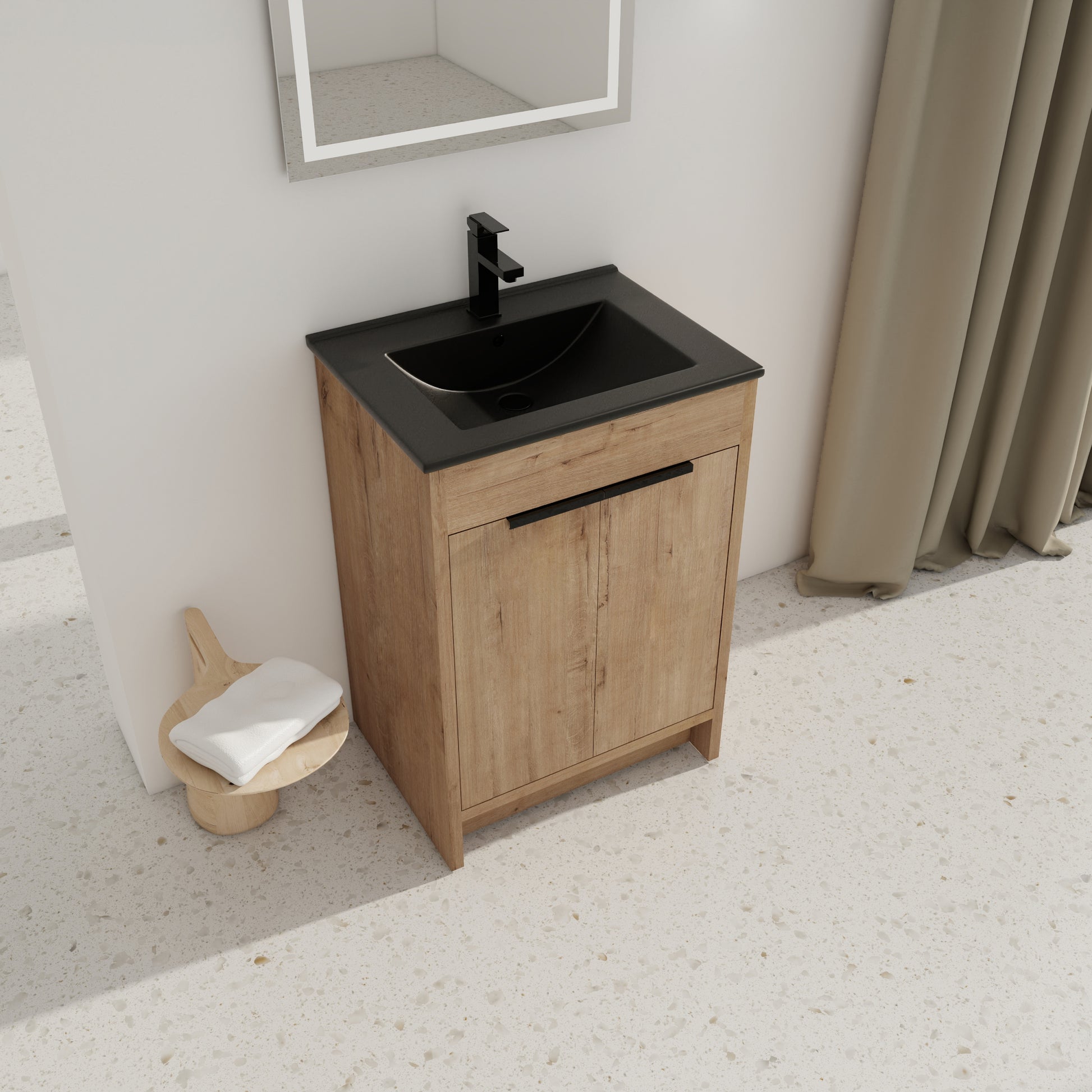 24" Freestanding Bathroom Vanity with Black Ceramic imitative oak-2-freestanding-plywood