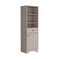 Linen Cabinet Burnedt, One Drawer, One Cabinet, Multiple Shelves, Light Gray Finish Light Gray Particle Board