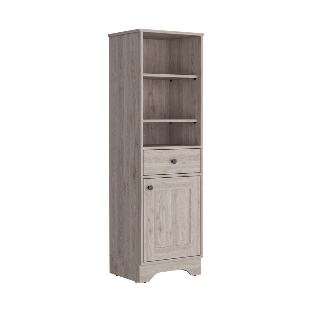 Linen Cabinet Burnedt, One Drawer, One Cabinet, Multiple Shelves, Light Gray Finish Light Gray Particle Board