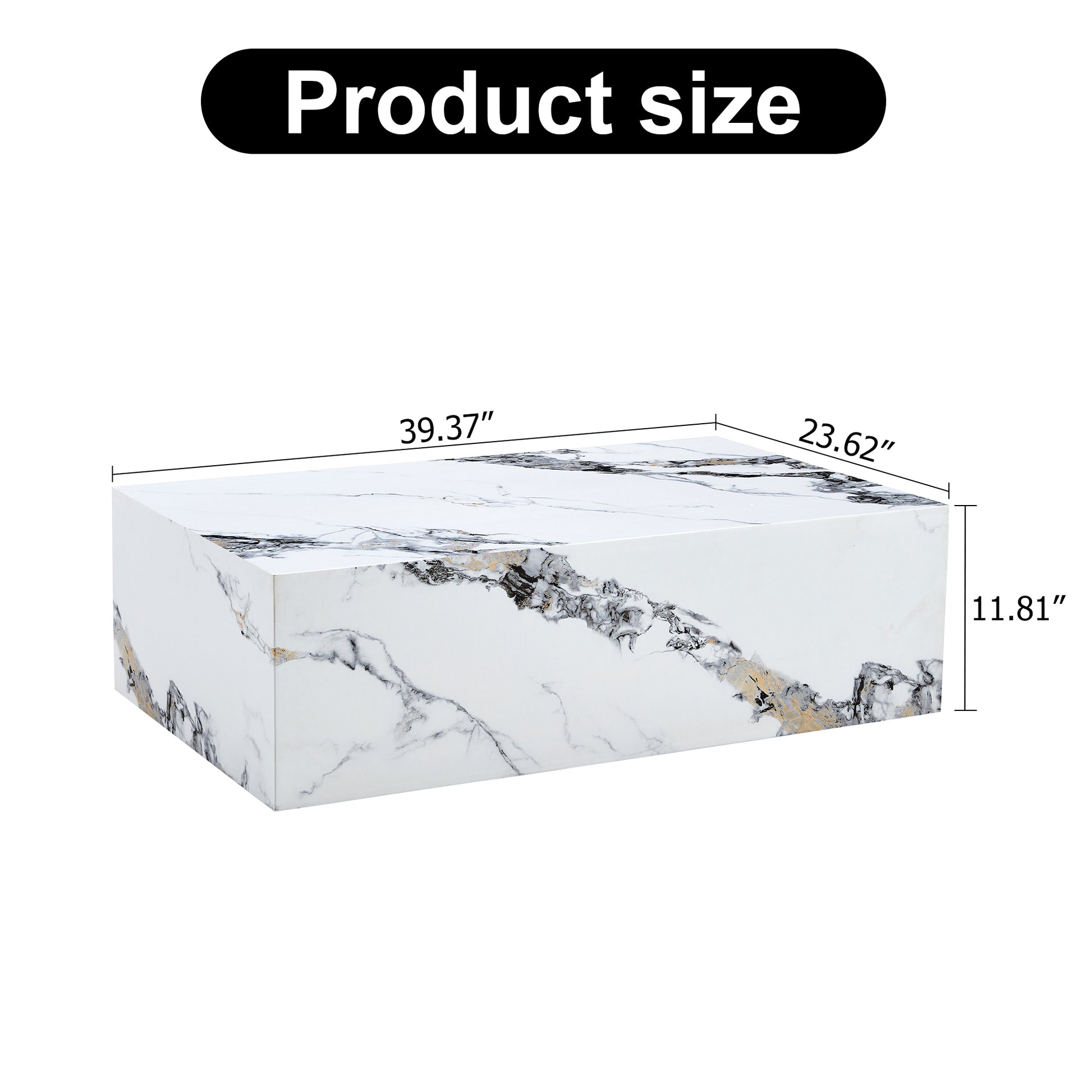 Modern Mdf Coffee Table With Marble Pattern 39.37X23.62X11.81 Inches Stylish And Durable Design W1151119518 White Mdf