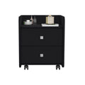 Nightstand Csmet, Metal Handle, Two Drawers, Black Wengue Finish Black Particle Board