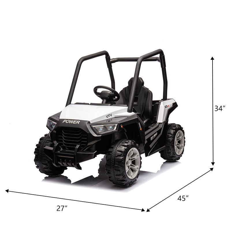 12V Dual Drive Remote Control Electric Kid Ride On Car,Battery Powered Kids Ride On Car White, 4 Wheels Children Toys Vehicle,Led Headlights,Remote Control,Music,Usb. White Polyethylene