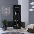 Bar Cabinet Papprika, 8 Wine Cubbies, Double Door, Black Wengue Finish Black Particle Board