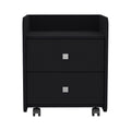 Nightstand Csmet, Metal Handle, Two Drawers, Black Wengue Finish Black Particle Board