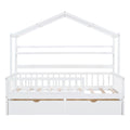 Wooden Twin Size House Bed With 2 Drawers,Kids Bed With Storage Shelf, White White Wood