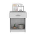 Nightstand Coco, Single Drawer, Lower Shelf, White Finish White Particle Board