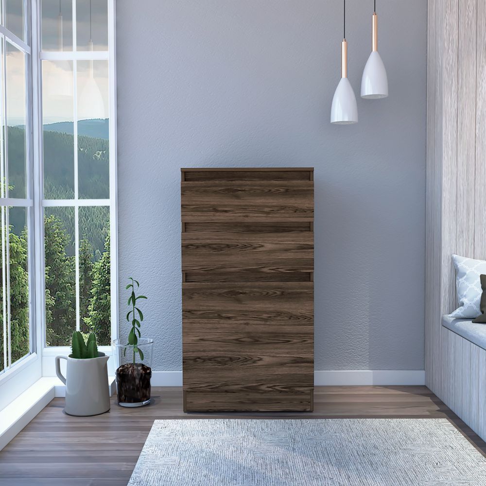 Dresser Asturias, Jewerly Box, Dark Walnut Finish Walnut Particle Board