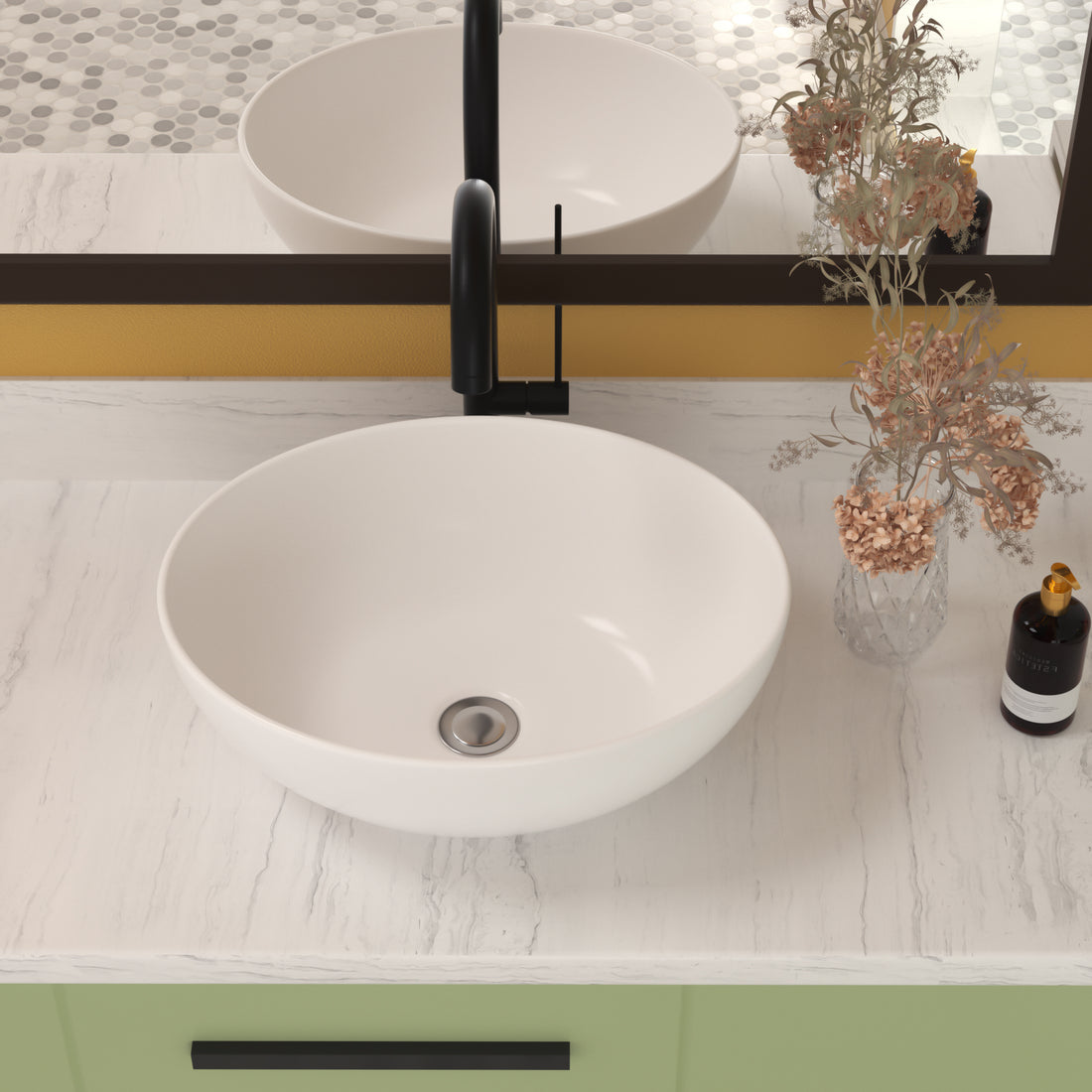 16X13 Inch White Ceramic Oval Vessel Bathroom Sink White Ceramic