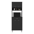 Pantry Piacenza,Two Double Door Cabinet, Black Wengue Finish Black Particle Board