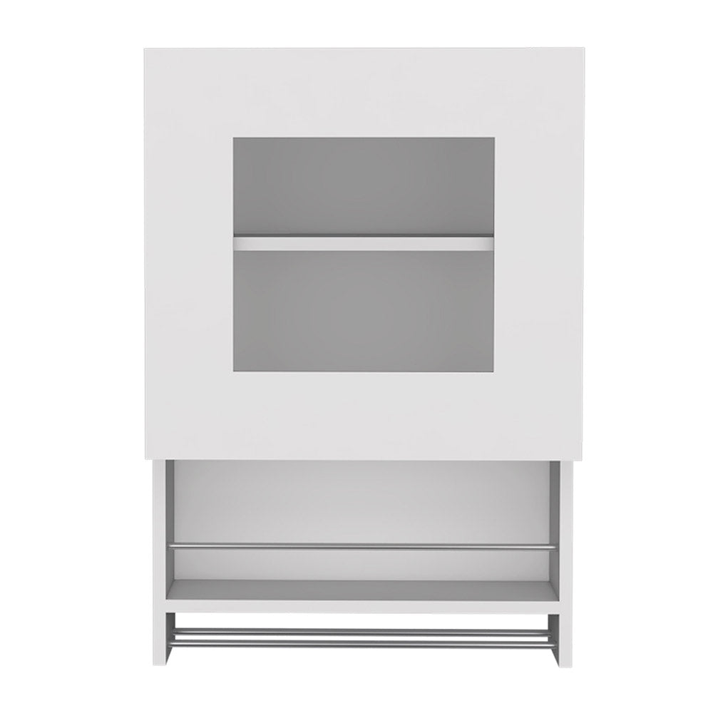 Kitchen Wall Cabinet Papua, Three Shelves, White Finish White Particle Board