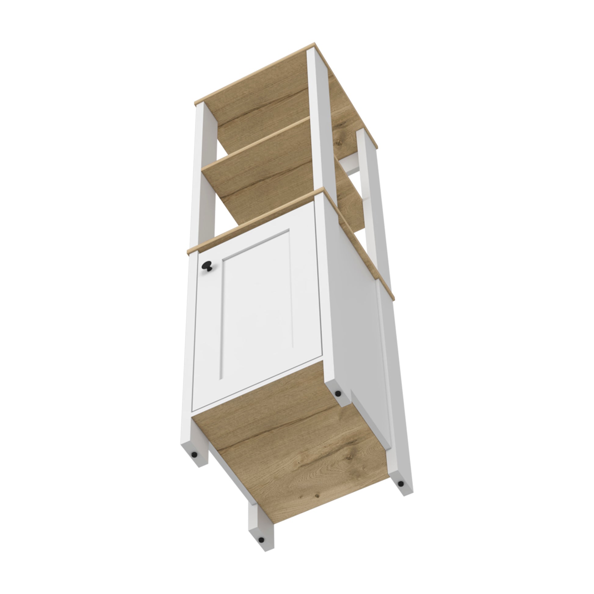 Linen Cabinet Jannes, Two Open Shelves, Single Door, Light Oak White Finish Light Oak Particle Board