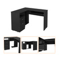 L Shaped Desk Bradford, Keyboard Shelf, Black Wengue Finish Black Particle Board