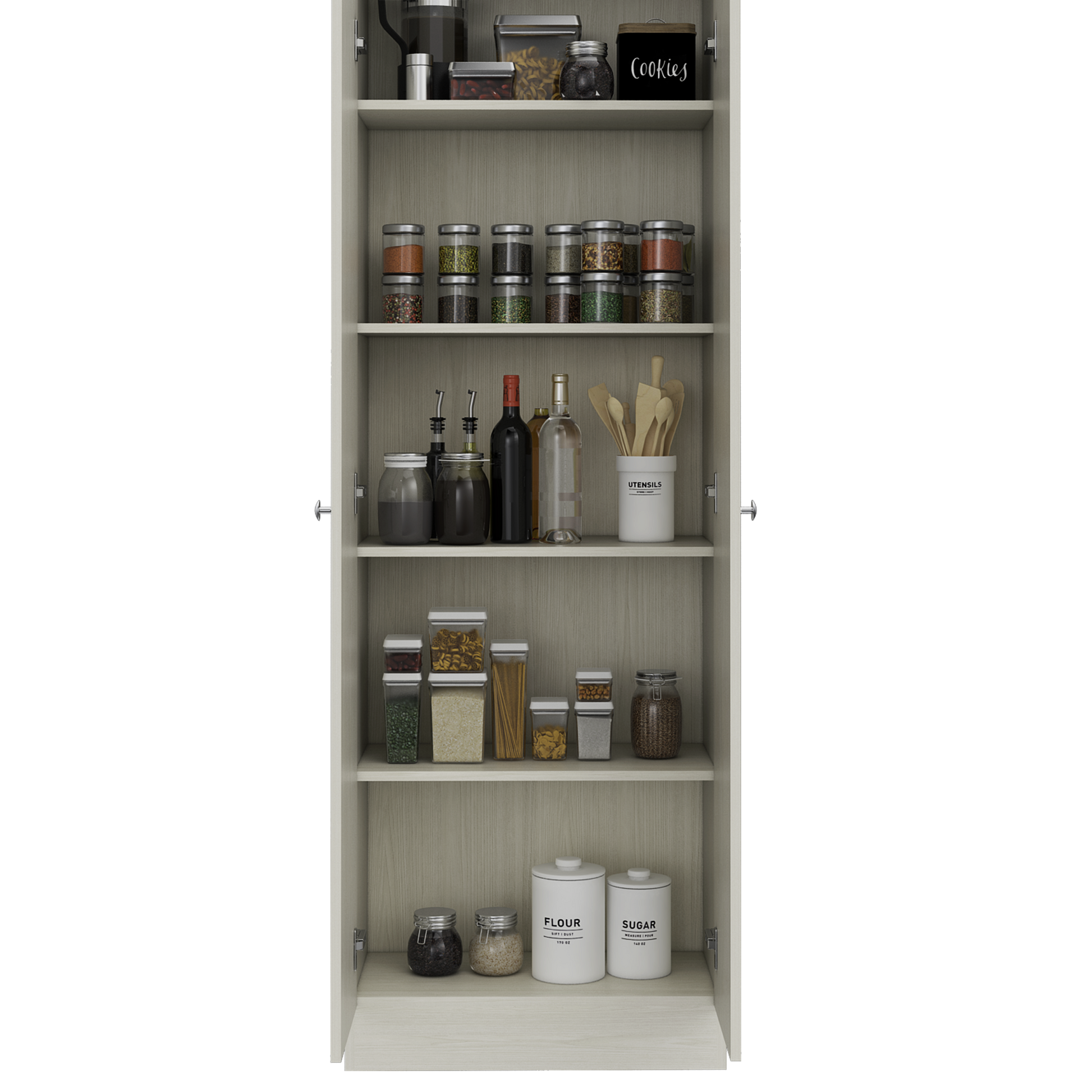 Storage Cabinet Pipestone, Double Door, Pearl Finish White Particle Board