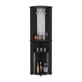 Corner Bar Cabinet Rialto, Three Shelves, Black Wengue Finish Black Particle Board