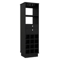 Bar Cabinet Bureck, Two Drawers, Twelve Wine Cubbies, Black Wengue Finish Black Particle Board