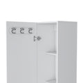 Storage Cabinet Molekeede, Four Shelves, White Finish White Particle Board