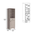 Linen Cabinet Burnedt, One Drawer, One Cabinet, Multiple Shelves, Light Gray Finish Light Gray Particle Board