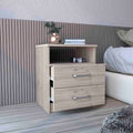 Nightstand Olienza, Two Drawers, One Shelf, Light Gray Finish Light Gray Particle Board