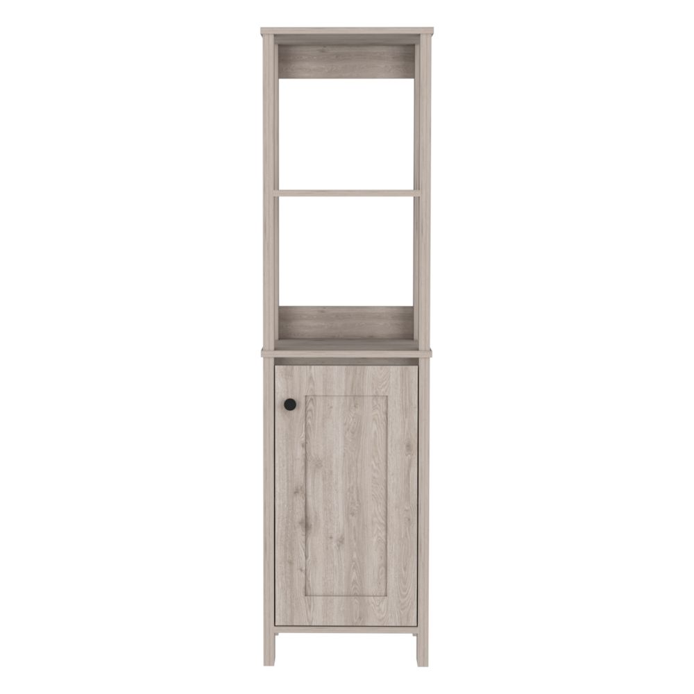 Linen Cabinet Jannes, Two Open Shelves, Single Door, Light Gray Finish Light Gray Particle Board