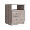 Nightstand Olienza, Two Drawers, One Shelf, Light Gray Finish Light Gray Particle Board