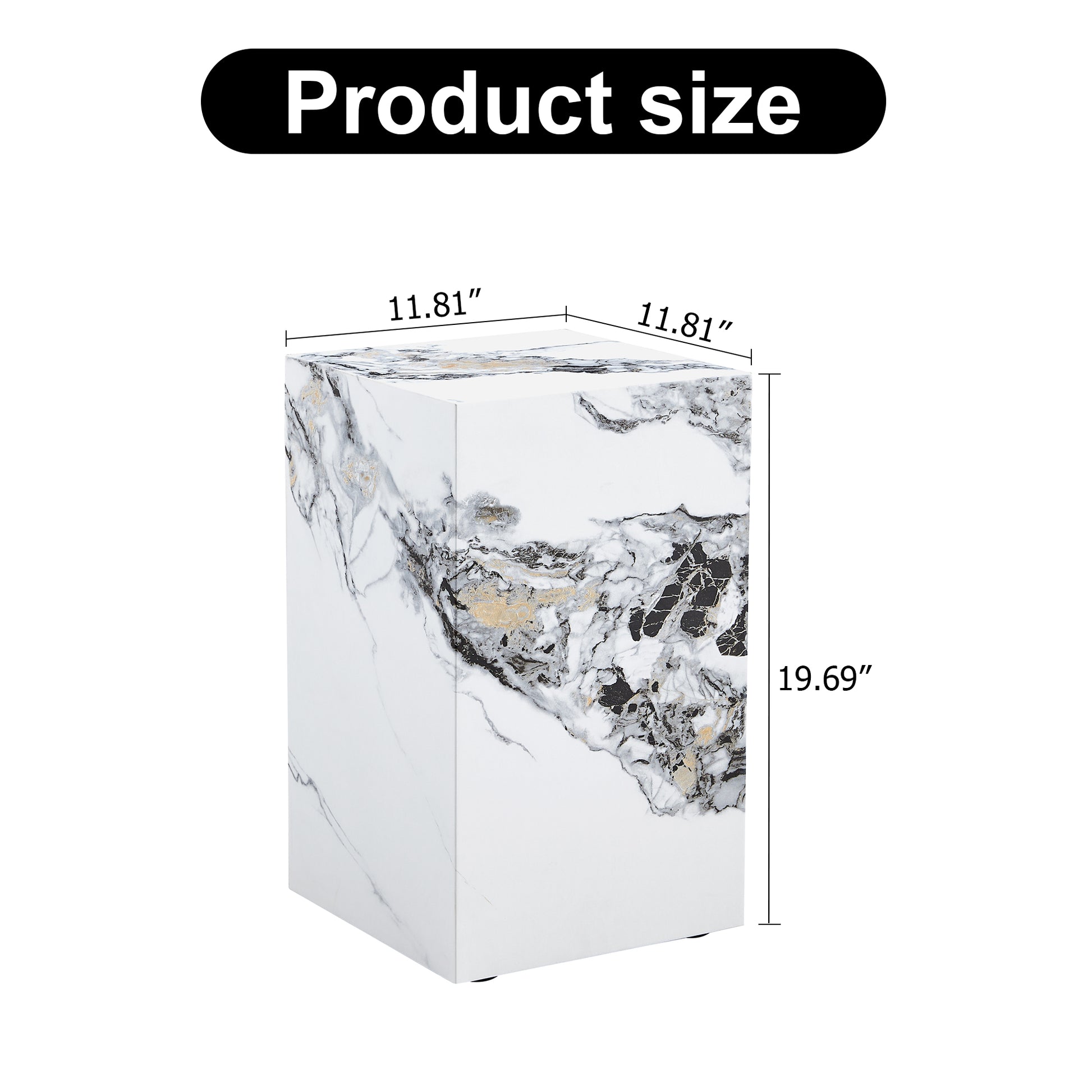 Compact Mdf Coffee Table: 11.81X11.81X19.69 Inches, Stylish Texture Design White Mdf