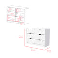 Dresser Curio, Four Drawes, White Finish White Particle Board