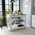 Kitchen Island 46 Inches Dozza, Two Drawers, White Light Oak Finish White Light Oak Particle Board