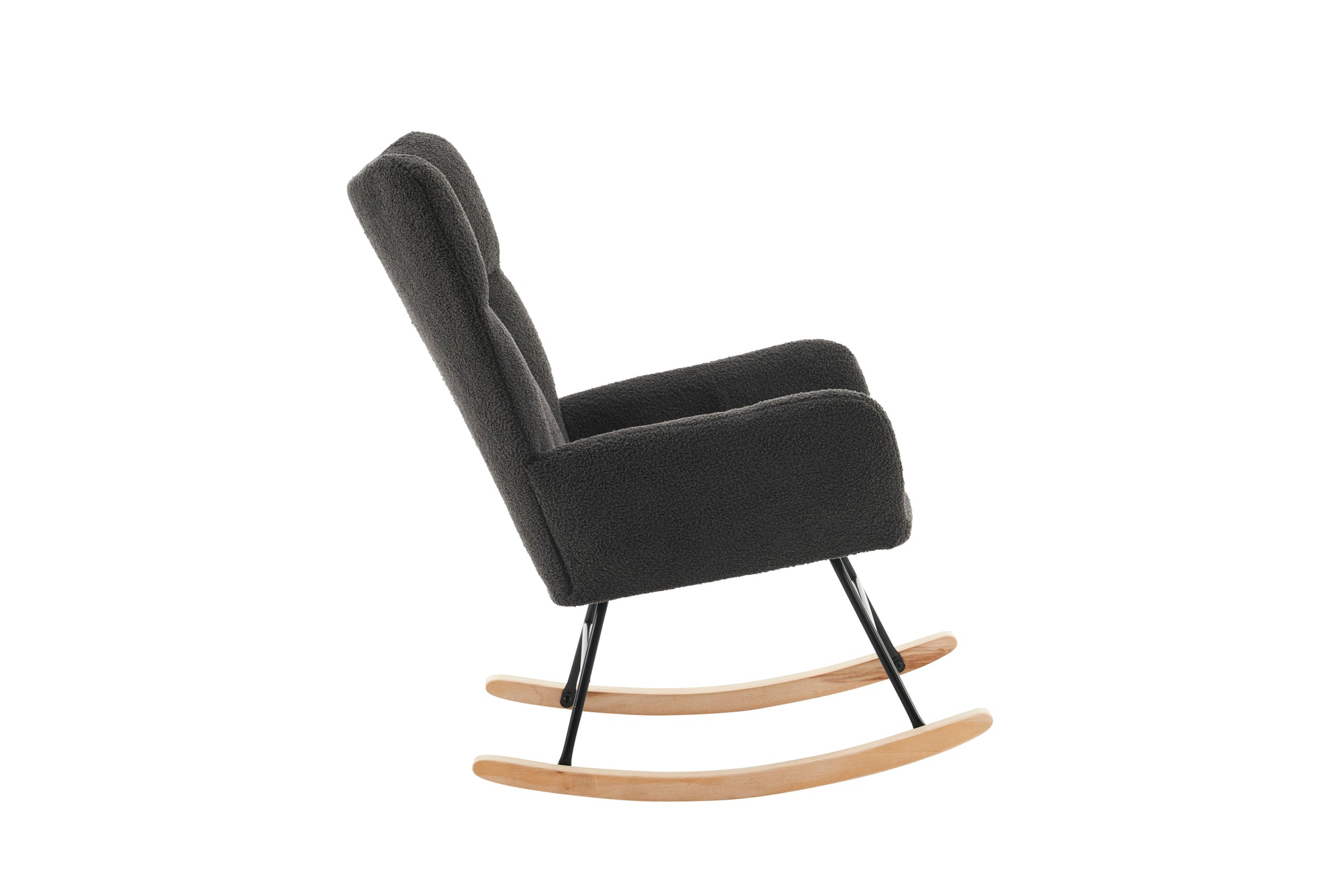 Rocking Chair Nursery, Solid Wood Legs Reading Chair grey teddy-primary living space-modern-rocking