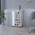 Bar Cart with Casters Reese, Six Wine Cubbies and white-particle board