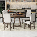 5 Piece Retro Functional Dining Set, Round Table With A 16