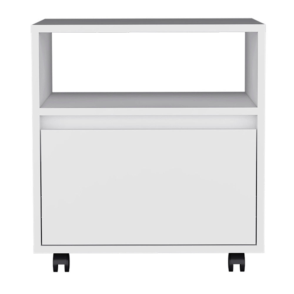 Nightstand Munyochi, One Drawer, White Finish White Particle Board