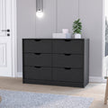 Dresser Curio, Four Drawers, Black Wengue Finish Black Particle Board