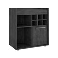 Bar Cabinet Dext, Two Concealed Shelves, Six Wine Cubbies, Light Gray Finish Light Gray Particle Board