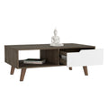 Coffee Table 2.0 Bull, One Drawer, Four Legs, Dark Brown White Finish Dark Brown White Particle Board