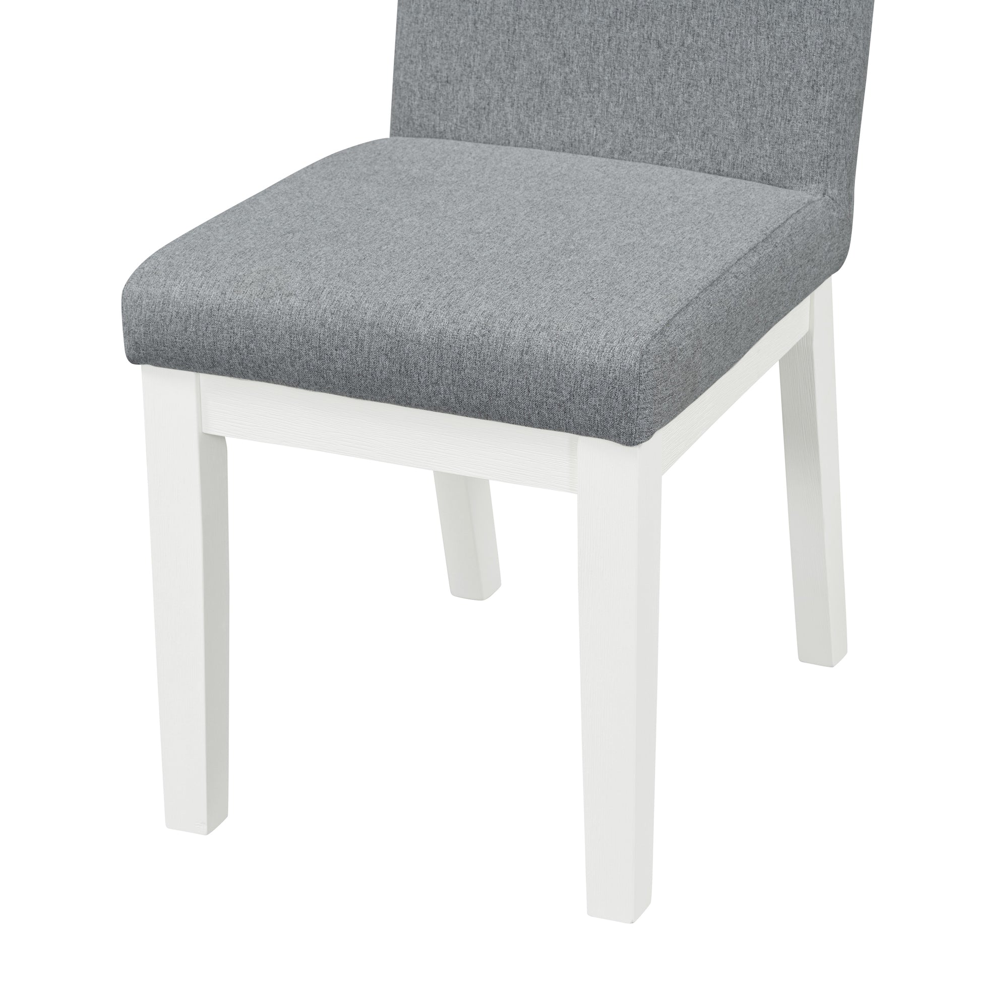Simple and Modern 4 piece Upholstered Chairs with white+gray-rubber wood