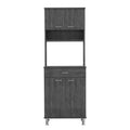 Pantry Piacenza,Two Double Door Cabinet, Smokey Oak Finish Gray Particle Board