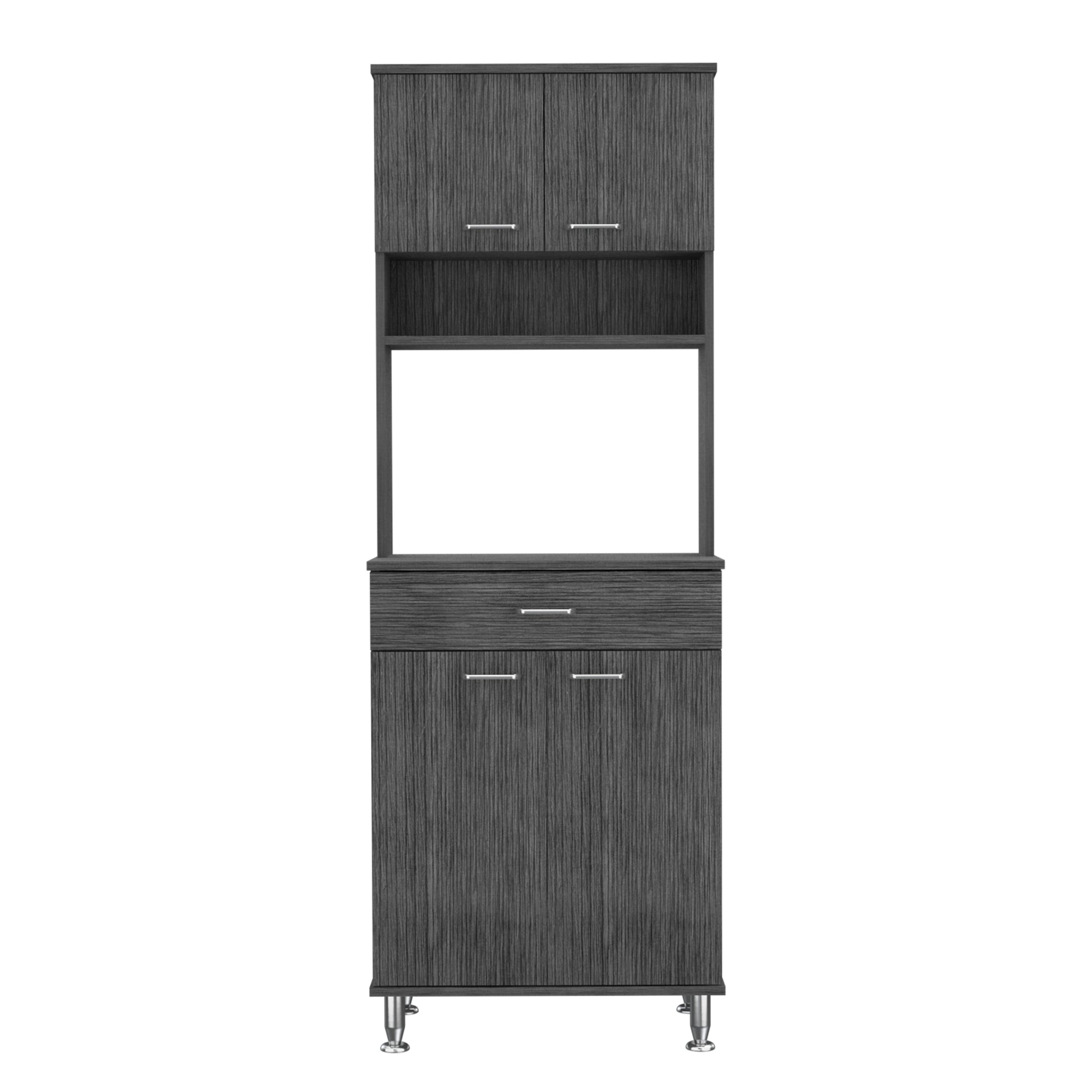 Pantry Piacenza,Two Double Door Cabinet, Smokey Oak Finish Gray Particle Board