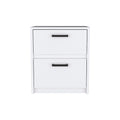 Nightstand Chequered, Two Drawes, White Finish White Particle Board