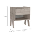 Nightstand Ferku, Open Shelf, One Drawer, Light Gray Finish Light Gray Particle Board